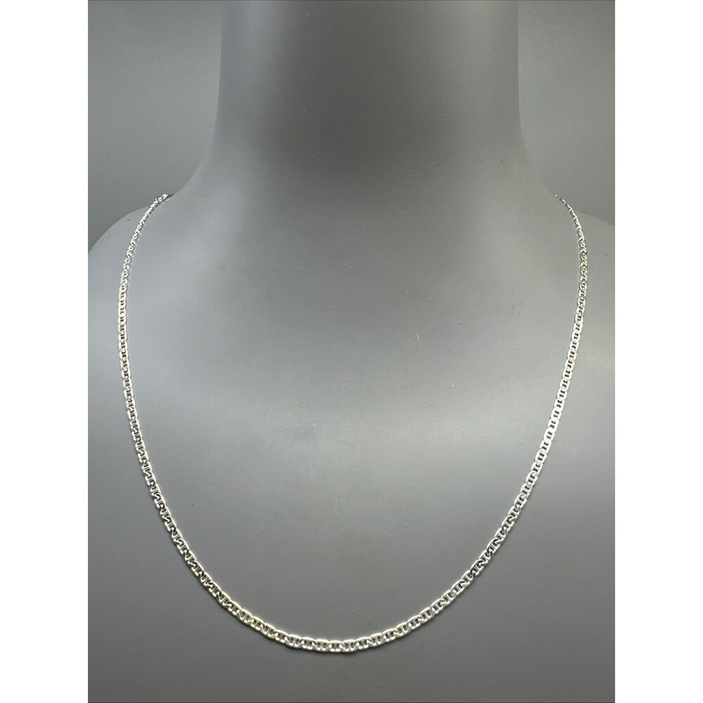925 Italy Flat Mariner Sterling Silver Chain Necklace 17”